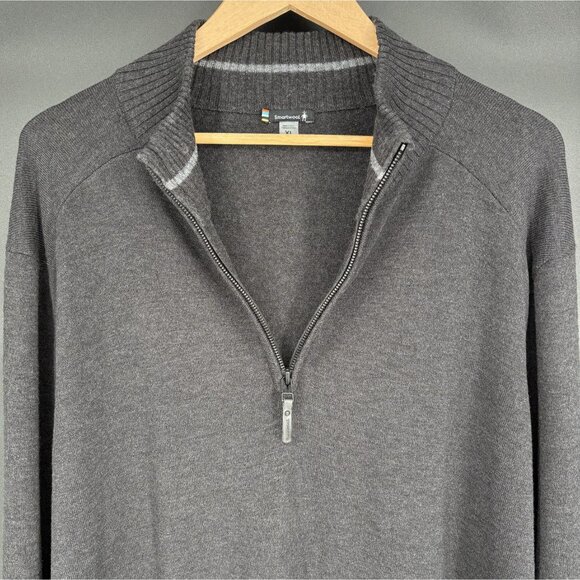 Smartwool Men's Wool Quarter Zip Pullover Sweater XL Gray Warm Long Sleeve Golf - Picture 4 of 8